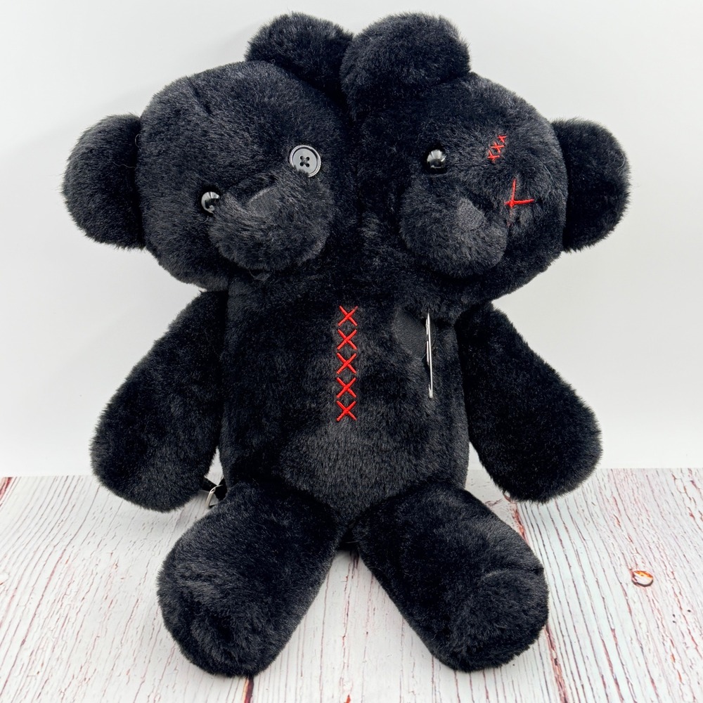 Hot Topic Exclusive Teddy Bear Plush Backpack Conjoined Twins Creepy Cute
